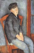 Young Seated Boy with Cap (mk39), Amedeo Modigliani